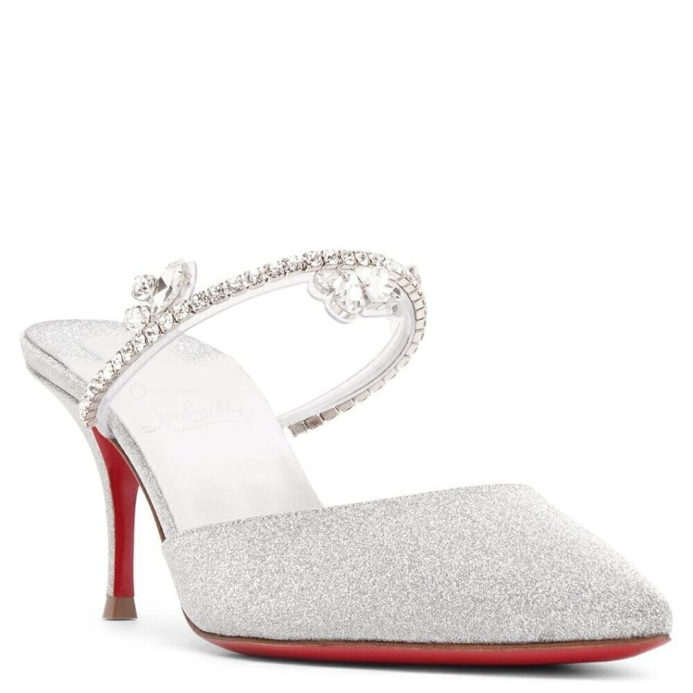 CHRISTIAN LOUBOUTIN Planet Queen 70 Glitter Leather Pump in Silver Glitter - Picture 13 of 15